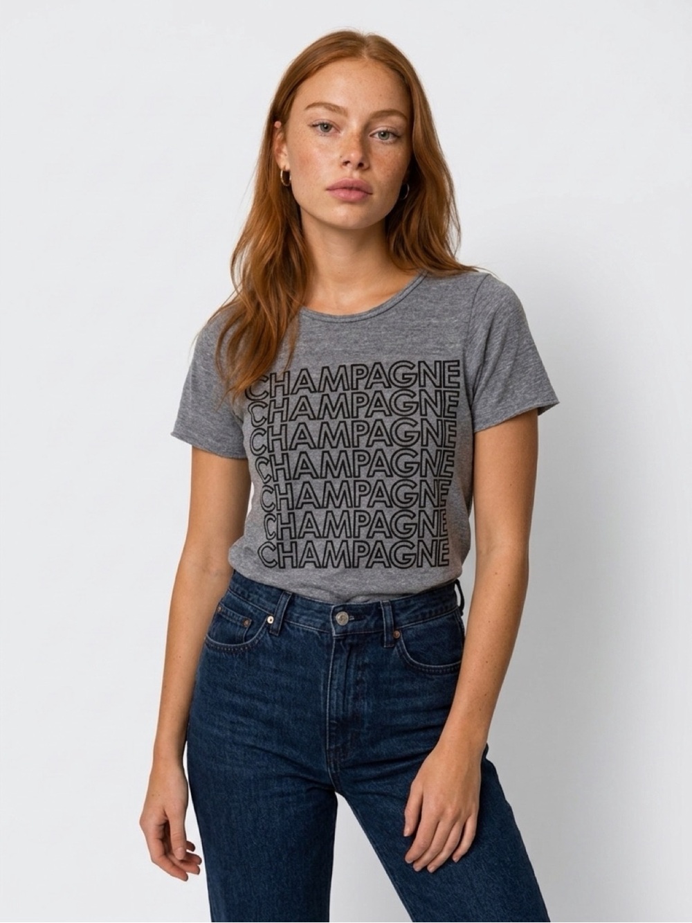 Chaser Gray 'Champagne' Repeated Graphic Short-Sleeve Tee